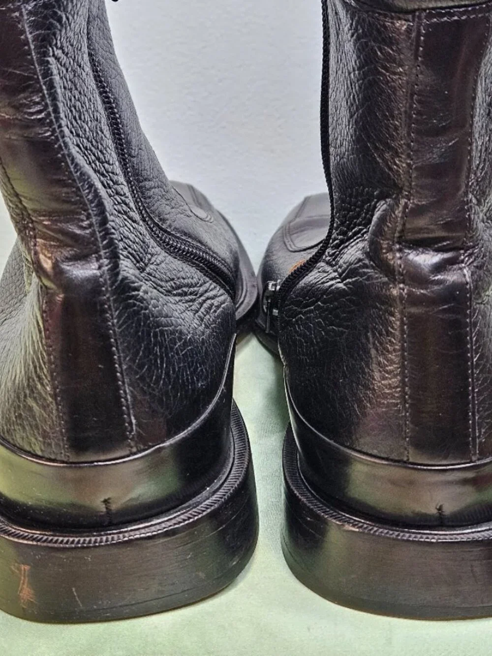 Florsheim Duke Boots Size10 D Black Bike Toe Side Zipper 90140 1970's